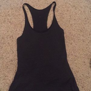 Black Lululemon tank with thin stripe